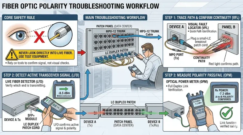 Common fiber polarity mistakes in duplex and MPO cabling systems Common fiber polarity mistakes in duplex and MPO cabling systems